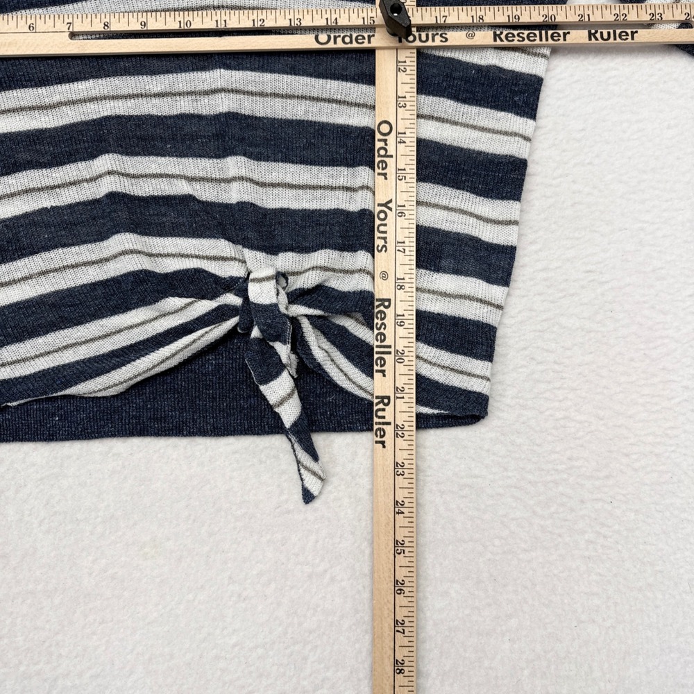 Veronica Beard Sweater Size Small Blue‎ Striped Linen Blend V Neck Thin Knit - Picture 8 of 8